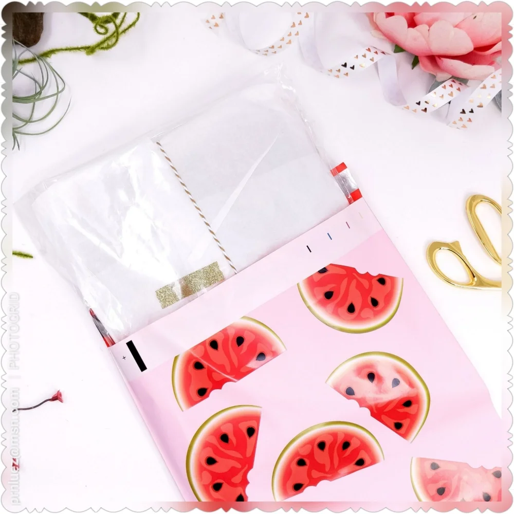 25 (10x13) Watermelon Designer Poly Mailers - Picture 4 of 6